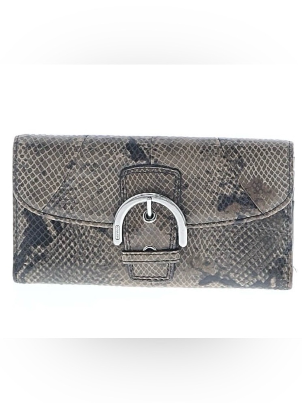 Coach Soho Y2K Python Leather Wallet with Silver Buckle